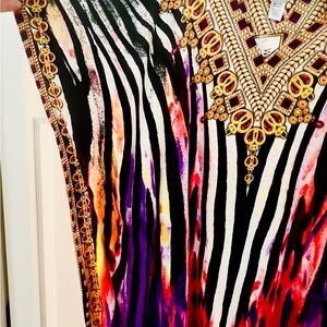 Caftan Dress by Winlar. Vibrant Multicolor print.